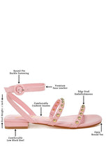 Load image into Gallery viewer, Flippity Studded Ankle Strap Flat Sandals
