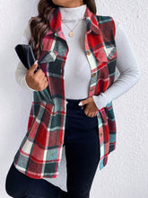 Load image into Gallery viewer, Honey Plus Size Pocketed Plaid Button Up Vest Coat
