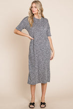 Load image into Gallery viewer, BOMBOM Slit Round Neck Half Sleeve Midi Dress
