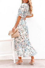 Load image into Gallery viewer, High-Low Printed Surplice Flutter Sleeve Midi Dress
