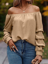 Load image into Gallery viewer, Ruched Off-Shoulder Long Sleeve Blouse
