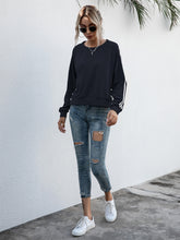 Load image into Gallery viewer, Lace-Up Round Neck Long Sleeve Sweatshirt
