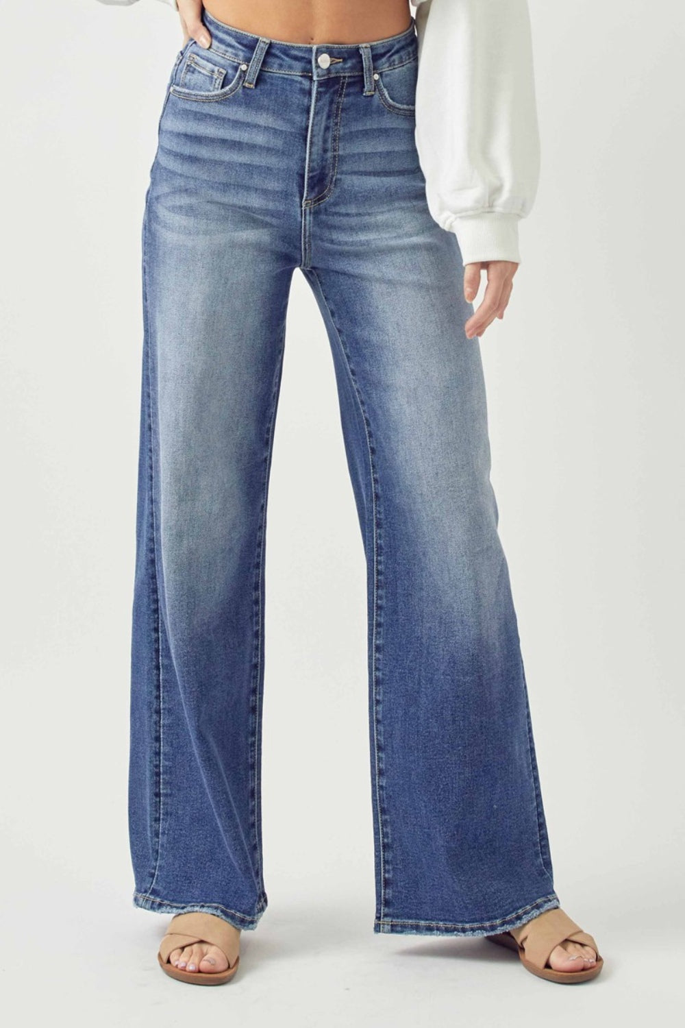 Risen Plus Size High Rise Wide Leg Jeans