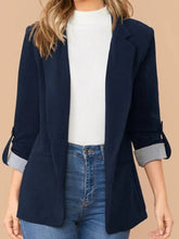 Load image into Gallery viewer, Lapel Collar Roll-Tab Sleeve Blazer
