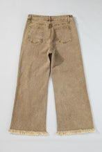 Load image into Gallery viewer, Light French Beige Acid Washed High Rise Cropped Wide Leg Jeans
