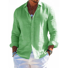 Load image into Gallery viewer, Men&#39;s Long Sleeve Loose Solid Color Lapel Button Top
