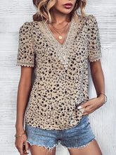 Load image into Gallery viewer, Full Size Printed V-Neck Short Sleeve Blouse
