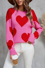 Load image into Gallery viewer, Angel Wings Contrast Heart Dropped Shoulder Long Sleeve Sweater
