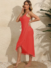 Load image into Gallery viewer, Backless Tassel Surplice Spaghetti Strap Cover Up Dress
