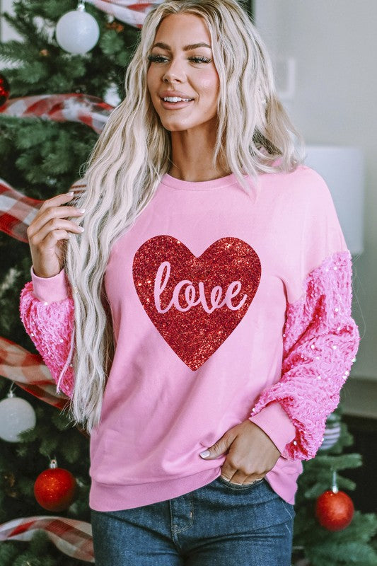 Women love Print Sequined Sleeve Sweatshirt