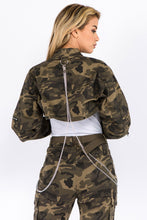 Load image into Gallery viewer, American Bazi Camouflage Cropped Jacket with Chains
