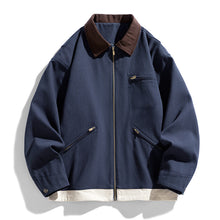 Load image into Gallery viewer, Mens Contrast Color Washed Polo Collar Jacket
