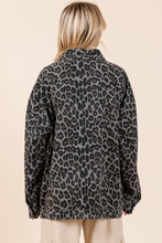 Load image into Gallery viewer, Mittoshop Leopard Button Up Denim Shacket with Breast Pockets
