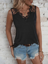 Load image into Gallery viewer, Lace Detail V-Neck Tank
