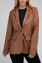 Load image into Gallery viewer, Sleek Pu Leather Blazer with Front Closure
