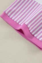 Load image into Gallery viewer, Pink Stripe Patchwork Bracelet Sleeve Plus Size T Shirt
