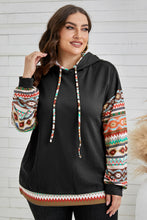 Load image into Gallery viewer, Plus Size Waffle-Knit Geometric Dropped Shoulder Hoodie
