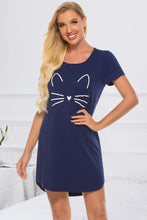 Load image into Gallery viewer, Graphic Round Neck Short Sleeve Lounge Dress
