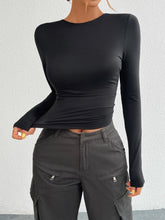 Load image into Gallery viewer, Devine Backless Round Neck Long Sleeve T-Shirt
