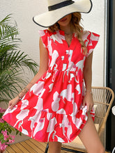 Load image into Gallery viewer, Printed Notched Cap Sleeve Dress
