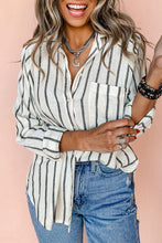 Load image into Gallery viewer, Black Stripe Chest Pocket Buttoned Oversized Shirt
