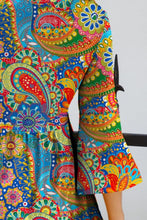 Load image into Gallery viewer, Paisley Print Round Neck Three-Quarter Sleeve Dress
