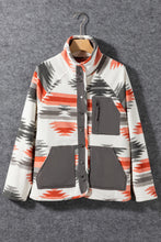 Load image into Gallery viewer, Multicolor Aztec Fleece Patchwork Snap Button Jacket
