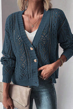 Load image into Gallery viewer, Real Teal Open Knit Drop Shoulder Sweater Cardigan
