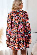 Load image into Gallery viewer, Printed Tie Neck Lantern Sleeve Mini Dress
