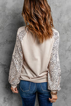 Load image into Gallery viewer, Khaki Leopard Raglan Long Sleeve Floral Pumpkin Graphic Top
