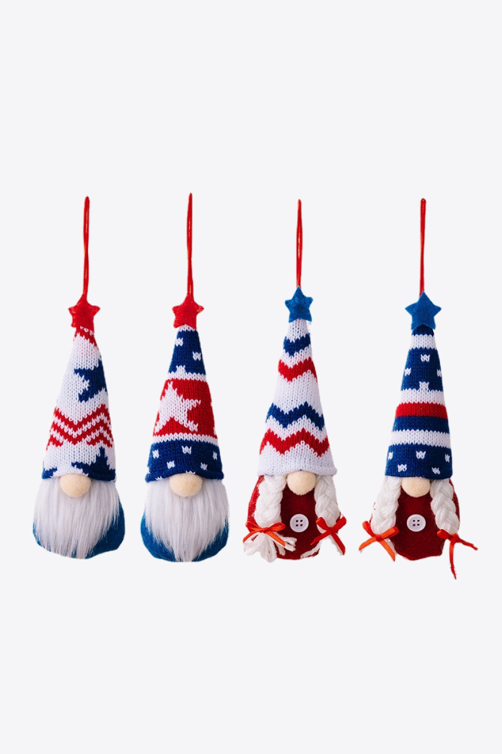 4pc Set - Patriotic Knit Hanging Gnomes Ti Amo I love you