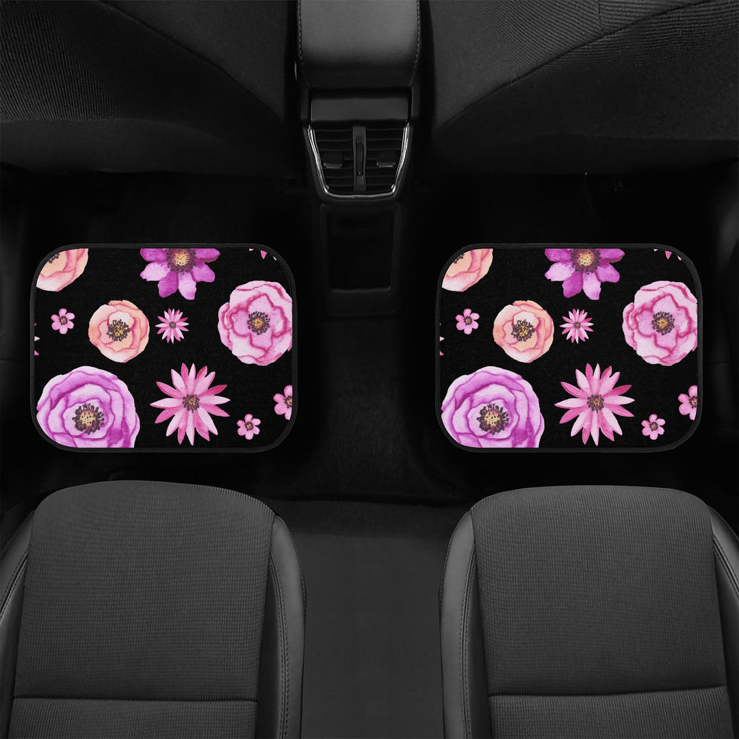 4pc Set - Ti Amo I love you - Exclusive Brand - Black with Sundown, Lavender Magenta & Fuchsia Pink - Car Floor Mats Ti Amo I love you