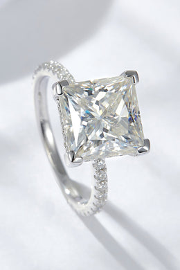 5.52 Carat Princess Moissanite Side Stone Ring Ti Amo I love you