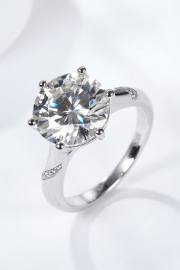 5 Carat Moissanite - 925 Sterling Silver - Platinum Plated - Solitaire Ring Ti Amo I love you