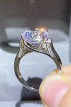 Load image into Gallery viewer, 5 Carat Round Moissanite Platinum-Plated Ring with Zircon Accent Stones Ti Amo I love you
