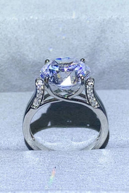 5 Carat Round Moissanite Platinum-Plated Ring with Zircon Accent Stones Ti Amo I love you