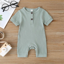 Load image into Gallery viewer, 5 Colors - 0-18M Baby Summer Clothing Baby Boy Girl Infant Short Sleeve Romper Jumpsuit Cotton Outfits Set Ribbed Solid Clothes Ti Amo I love you
