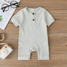 Load image into Gallery viewer, 5 Colors - 0-18M Baby Summer Clothing Baby Boy Girl Infant Short Sleeve Romper Jumpsuit Cotton Outfits Set Ribbed Solid Clothes Ti Amo I love you
