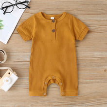 Load image into Gallery viewer, 5 Colors - 0-18M Baby Summer Clothing Baby Boy Girl Infant Short Sleeve Romper Jumpsuit Cotton Outfits Set Ribbed Solid Clothes Ti Amo I love you
