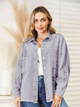 Load image into Gallery viewer, 5 Colors - Distressed Raw Hem Denim Jacket Ti Amo I love you
