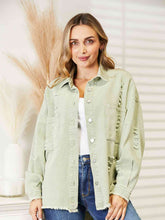 Load image into Gallery viewer, 5 Colors - Distressed Raw Hem Denim Jacket Ti Amo I love you
