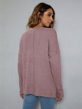 Load image into Gallery viewer, 5 Colors - Dropped Shoulder High-Low Waffle-Knit Top Ti Amo I love you
