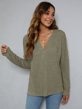 Load image into Gallery viewer, 5 Colors - Dropped Shoulder High-Low Waffle-Knit Top Ti Amo I love you
