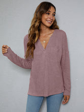 Load image into Gallery viewer, 5 Colors - Dropped Shoulder High-Low Waffle-Knit Top Ti Amo I love you
