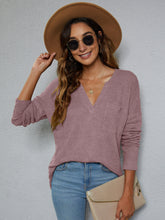 Load image into Gallery viewer, 5 Colors - Dropped Shoulder High-Low Waffle-Knit Top Ti Amo I love you
