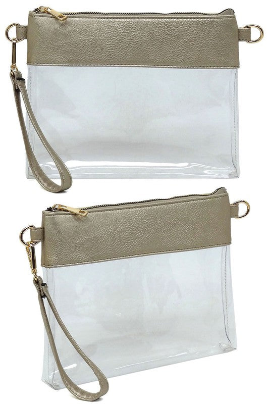 5.Colors - Fashion See Thru Transparent Clutch Crossbody Bag Ti Amo I love you