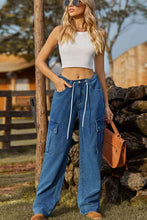 Load image into Gallery viewer, 5 Colors - Loose Fit Drawstring Jeans with Pocket Ti Amo I love you
