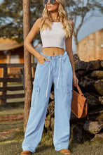 Load image into Gallery viewer, 5 Colors - Loose Fit Drawstring Jeans with Pocket Ti Amo I love you
