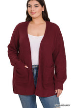 Load image into Gallery viewer, 5 Colors - Plus Size - Low Gauge Waffle Open Cardigan Sweater - Sizes 1X-3X Ti Amo I love you
