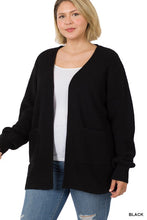 Load image into Gallery viewer, 5 Colors - Plus Size - Low Gauge Waffle Open Cardigan Sweater - Sizes 1X-3X Ti Amo I love you
